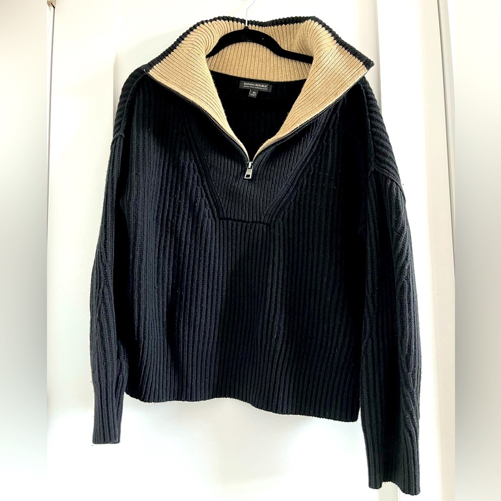 Banana Republic Oversized Half-Zip Sweater Cashmere Blend